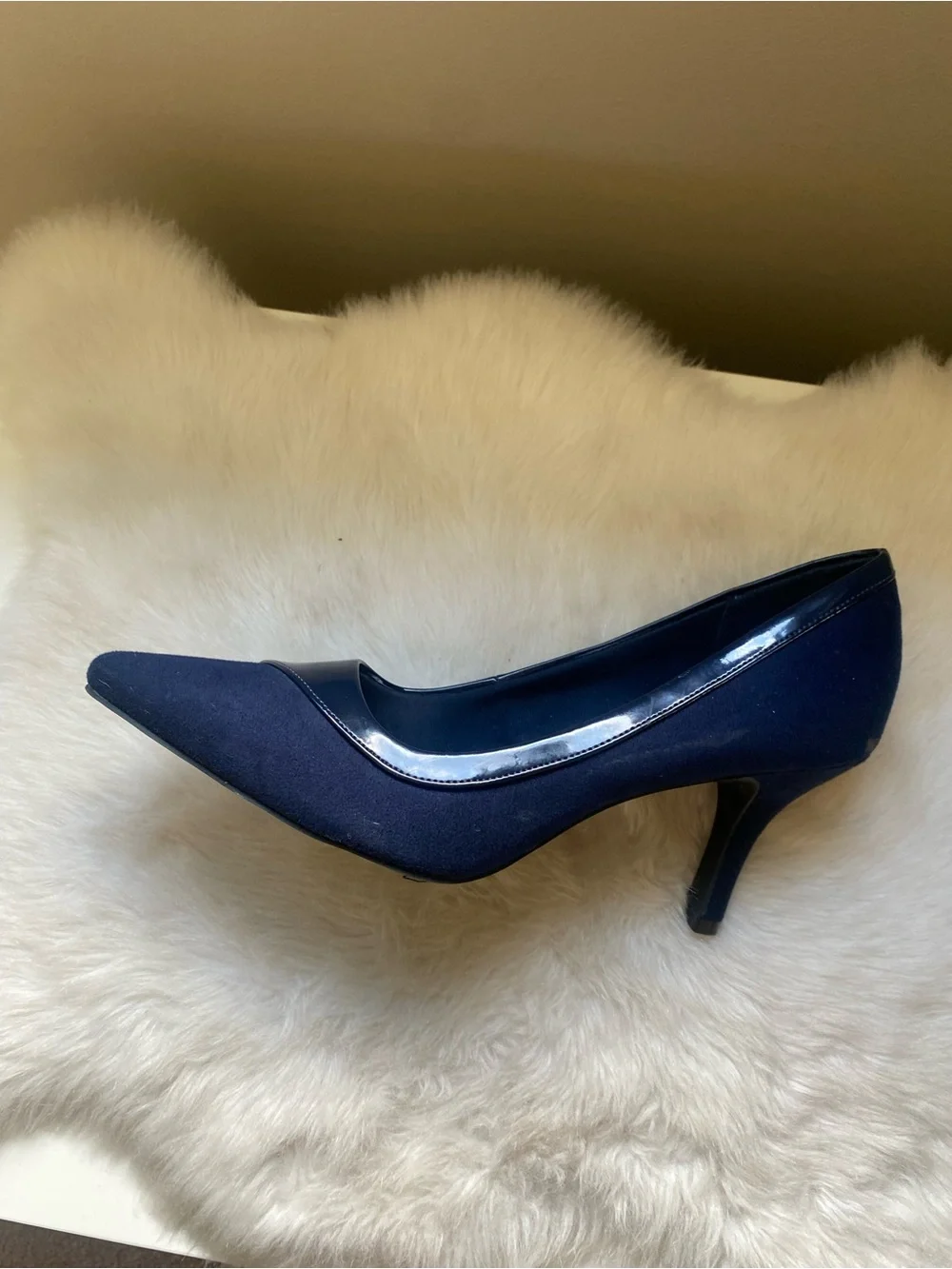 comfort plus by Predictions Navy Pointed-Toe Patent & Suede Pumps